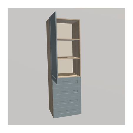 Szafa z szufladami zewnętrznymi, półkami i pojedynczymi drzwiczkami lakierowanymi frezowanymi (MAT)