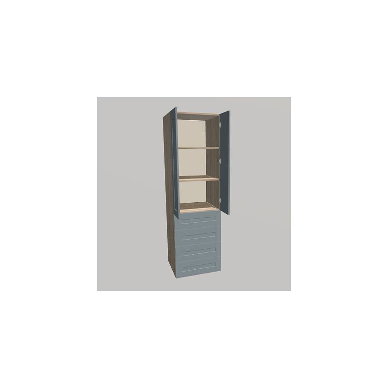 Szafa z szufladami zewnętrznymi, półkami i podwójnymi drzwiczkami lakierowanymi frezowanymi (MAT)