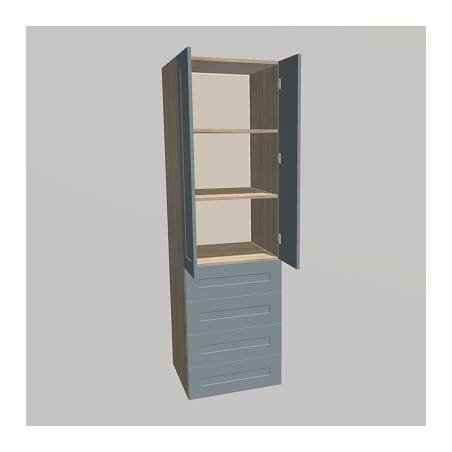 Szafa z szufladami zewnętrznymi, półkami i podwójnymi drzwiczkami lakierowanymi frezowanymi (MAT)
