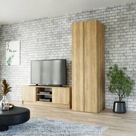 Szafa z drążkami i podwójnymi drzwiczkami laminowanymi